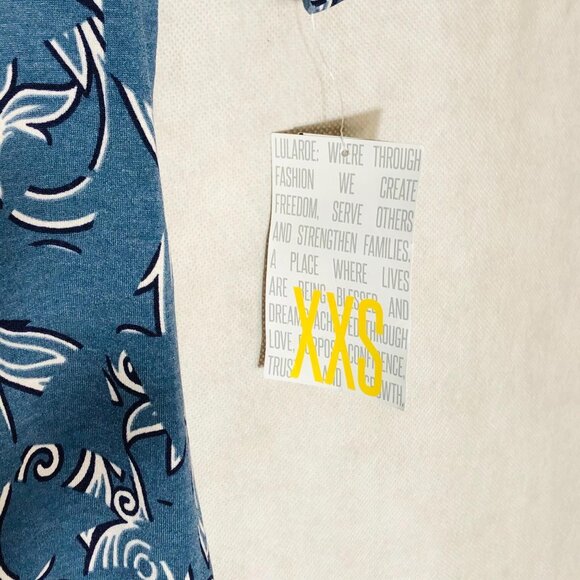 LuLaRoe Julia dress short sleeve blue white polyester blend xxs 38 READ new - Picture 3 of 12